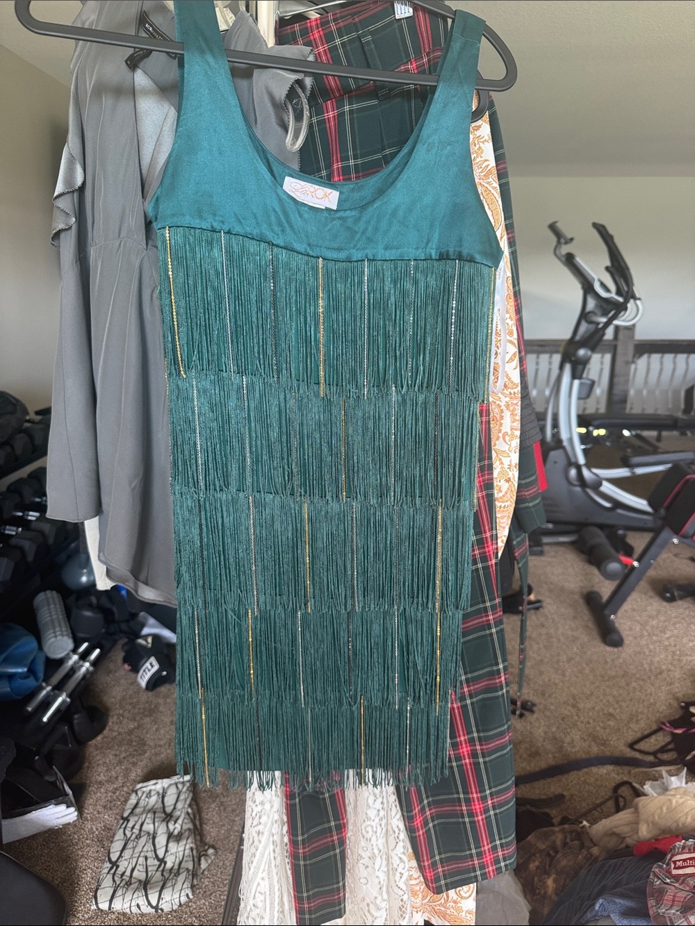 La ROK vintage Y2K green fringe dress